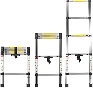 Multibao Ladders 4.6Ft 1.4M Extendable Aluminium Telescopic Folding Extension Extendable Portable 5 Steps 150kg Capacity Loft Collapsible DIY Multipurpose