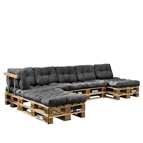 [en.casa] Palettenkissenset Mogán 4 x Sitzauflage 6 x Rückenkissen...