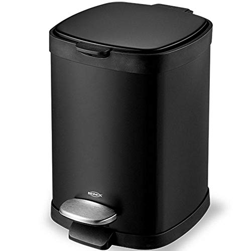 Lixeira em Aço Carbono com Pedal Inox e Balde Removível, 20L, Preto, Brinox