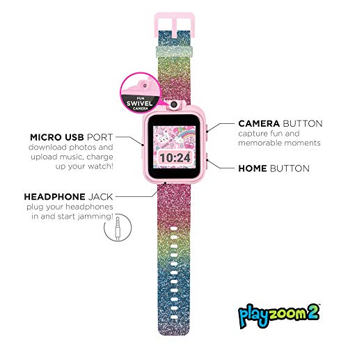 Kids Smartwatch PlayZoom 2 with Swivel Selfie Camera, STEM Learning, 20+ Games, Audio Bedtime Stories, Store Music for Kids Toddlers Boys Girls Rainbow Glitter