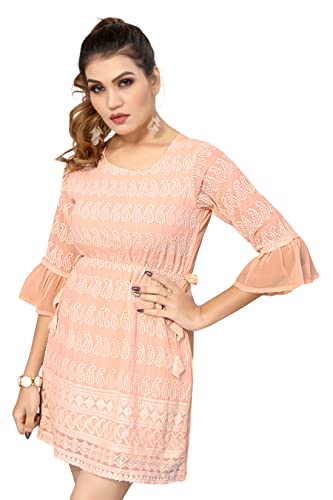 Image of Bee M Pee Designer Short Kurti Tops for Jeans for Women I Chikankari Rayon Cotton Long Kurta Kurti for Women I Stylish wear Kurti top for Girls