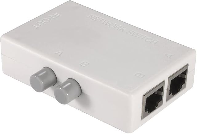 LEAGY 2 Ports Network Switch Splitter Selector Hub 2-In 1-Out or 1-In 2-Out 100M