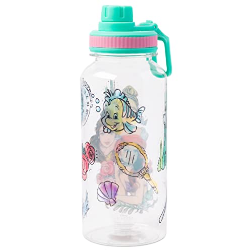 Silver Buffalo Disney Princess Ariel, Belle, And Cinderella Twist Spout Plastic Water Bottle With Stickers You Stick Yourself, 32 Ounces #TOP4