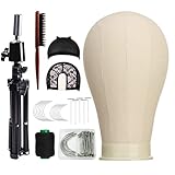 SZCY LLC 23 Inch Canvas Block Wig Head, Wig Stand Tripod with Head, Mannequin Head for Wigs, Manikin...