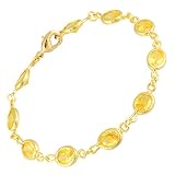 RIVA Tennis Armband [18cm/7inch] mit Ovalschliff Edelstein Zirkonia CZ [Gelb Citrin] in 18K Gelbgold Vergoldet, Einfache Moderne Eleganz