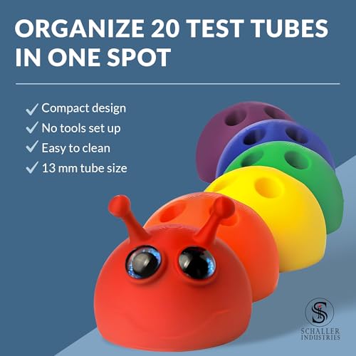 Image of S I Schaller Industries Rainbow Caterpillar Test Tube Holder, 13mm - Veterinary Blood Test Tube Rack, Holds 20 Vials, Compact Fun Design Organizer for Pediatric and Veterinary Use