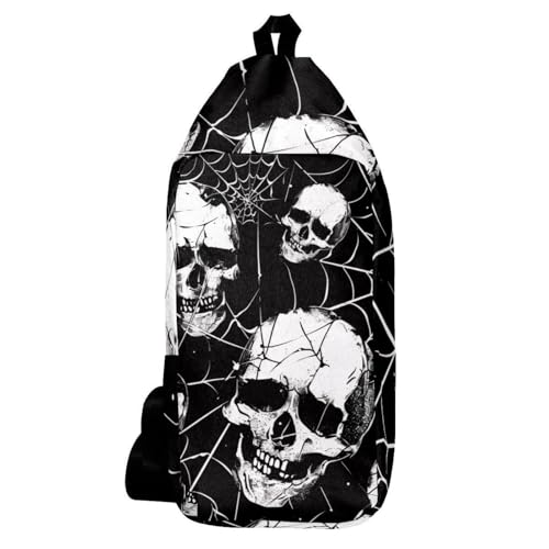 Sac à dos bandoulière tête de mort avec finitions graphiques et toile résistante