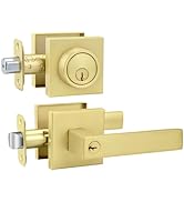 goldenwarm Exterior Door Lock Set Front Door Lock Set, Heavy Duty Gold Front Door Handle and Dead...
