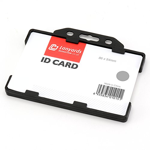 CKB LTD 10x Twin Black Double Sided Rigid Slide in Open Faced ID Card Badge Holders Horizontal Landscape Dual Identity Plastic Pass Protector - Holds Two Cards 86mm 54mm cr80 Credit Card Sized - Image 4