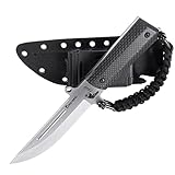 Cool Hand 10.5'' Fixed Blade Hunting Knives, Heavy Duty Survival Knife with Sheath, Drop Point 0.2' Thick 7Cr Steel Blade, Replaceable 1911 Carbon Fiber Grips Handle