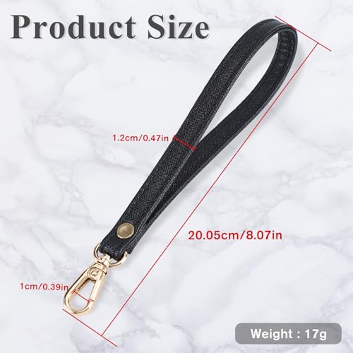 Dragonne de poignet en cuir noir U+U et boucles dorées pour clés et pochette