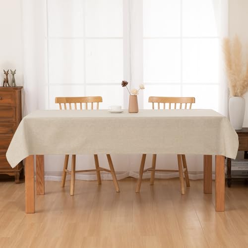 Hiasan Faux Linen Rectangle Tablecloth - Wrinkle and Stain Resistant Washable Table Cloth for Kitchen Dining Room Holiday Table Cover for Party Dinner, Beige, 70 x 140 Inch by Hiasan - Image 8