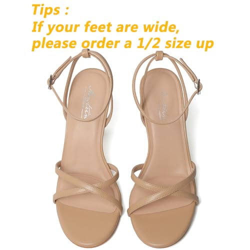 Image of Mostrin Strappy Heels for Women Ankle Strap Heels Women's Heeled Sandals for Party Prom Wedding