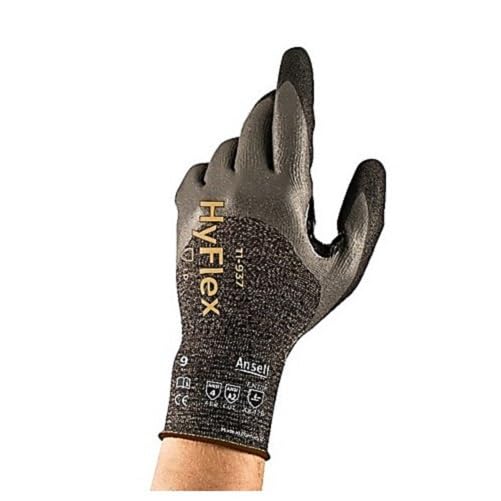 HyFlex 11-937, 3/4 Coated, Dark Gray, 18 Gauge Seamless Knit Liner, Textured Finish, Size 9