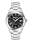 Ferragamo Ferragamo 1927 Automatic Collection Luxury Mens Watch Timepieces with a Silver Bracelet Featuring a Stainless Steel Case and a Black Dial