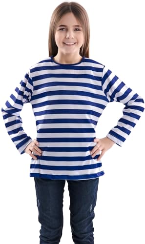 Camiseta con rayas azules y blancas para niños