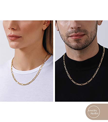 Jewelry Atelier Gold Chain Necklace Collection - 14K Solid Yellow Gold Filled Figaro Chain Necklaces For Women And Men With Different Sizes  thumb #1
