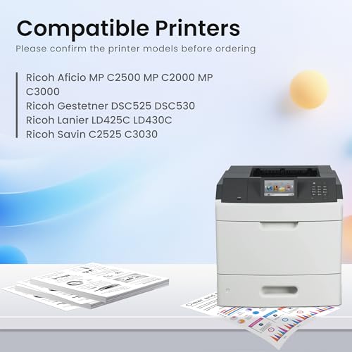 GREENBOX Compatible MP C2500 Toner Cartridge Replacement for Ricoh 888636 888637 888638 888639 High Yield for Aficio MP C2500 MP C2000 MP C3000 DSC525 DSC530 LD425C LD430C C2525 C3030 Printer (4-Pack)