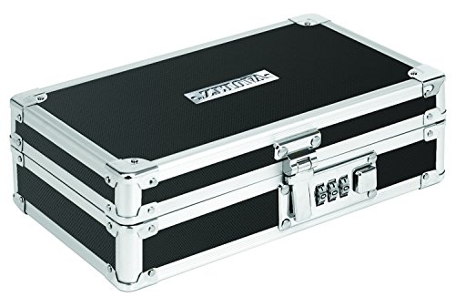 Vaultz Locking Mini Cash Box with Bill and Coin Tray, 8.5 x 2.75 x 5.5 Inches, Black (VZ00304)