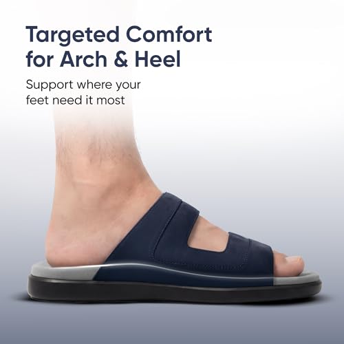 Image of Frido Comfort Dual Strap Sandals for Men with Bounce Back Cushioned Footbed, Zero Drop Sole for Arch Support Pain Relief, Lightweight Anti-Skid, Adjustable Velcro Casual Sandals