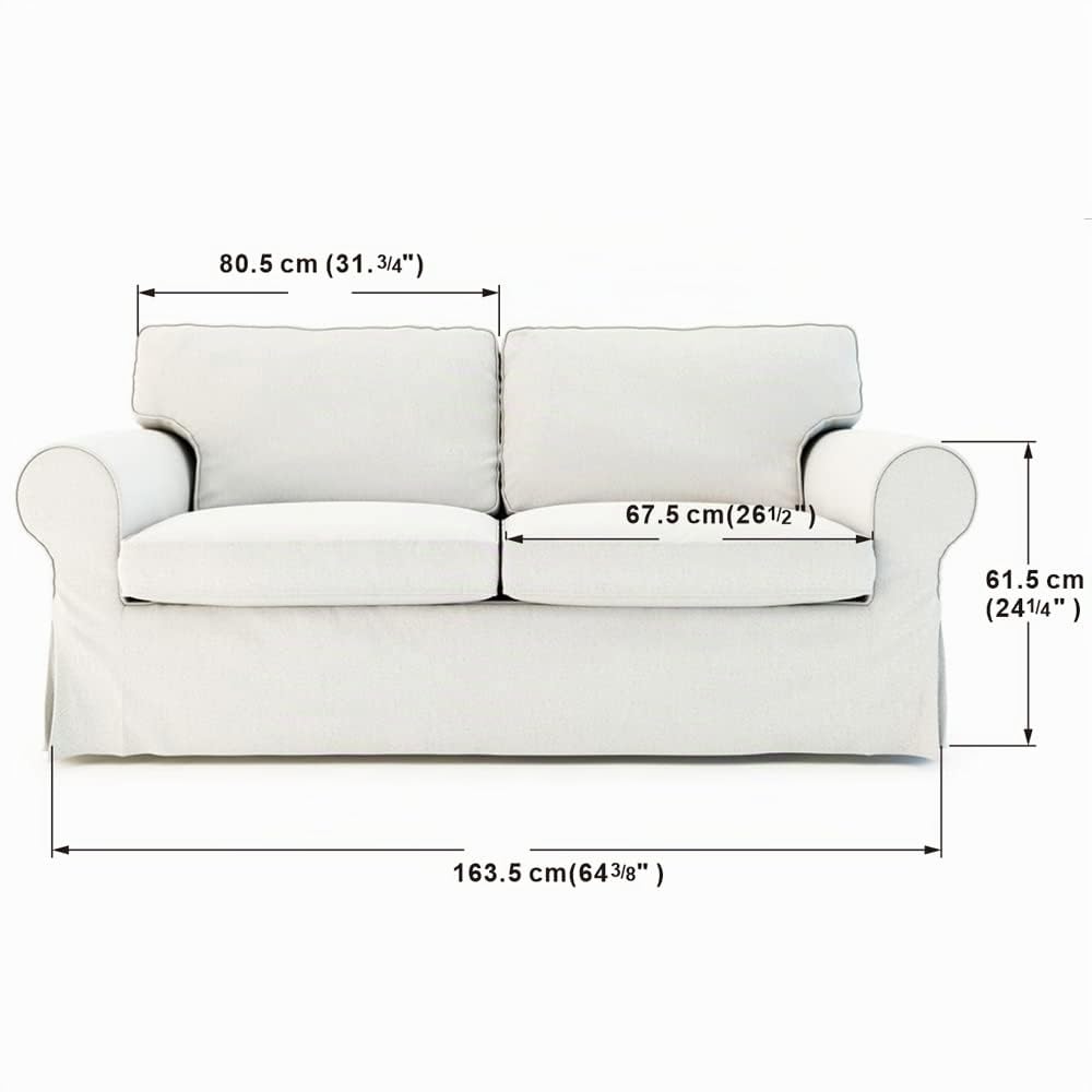 TLYESD Ersatzbezug für IKEA Ektorp 2-Sitzer-Sofa, Baumwoll-Stoff Hellkhaki