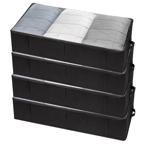 Image of Raggle Underbed Storage Bags Foldable Clothes Bag Large Capacity Storage With Clear Window Reinforced Handles Zippered Organizer Non-Woven For Comforters Blankets Bedding (Modern, 6)