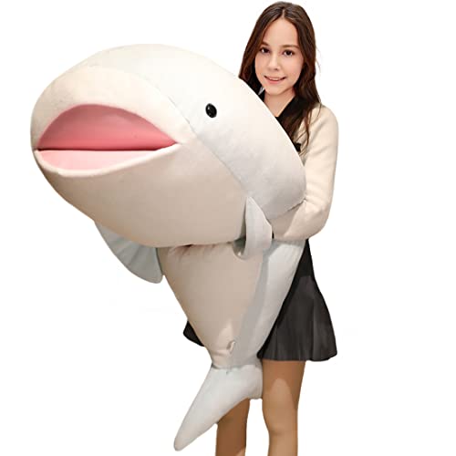 Elainren Soft Fur Blue Whale Plush Huggable White Whale Stuffed Pillow Soft Pink Whale Shark Plushie Toy Cute Sea Life Yellow Whale Animalsdolphin Dolls Cuddle Gifts,47.2' #TOP30