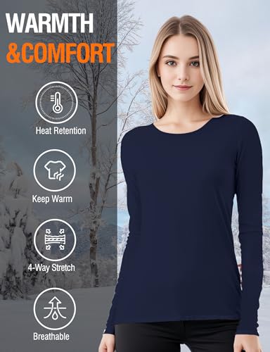 Image of Women's Long Sleeve Thermal Underwear Lightweight Compression Baselayer Shirt Women Clothing Premium Comfort Winter Tops