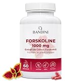 Bandini® Forskoline 1000mg, 60 Gélules Vegan et Keto, Aide À Affiner La Silhouette, Extrait de Coleus Forskohlii 35:1, Pour Hommes et Femmes, Sans Caféine, Keto Diet, Digestion & Équilibre du poids