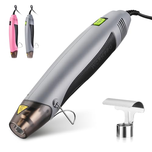 WORKPRO Heat Gun, 400W Mini Hot Air Gun with Reflector Nozzle, 2 Temp Settings 482℉(250℃)/842℉(450℃) and 5.9ft Long Cable Overload Protection for Craft Embossing, Shrink Wrapping PVC, Drying Paint