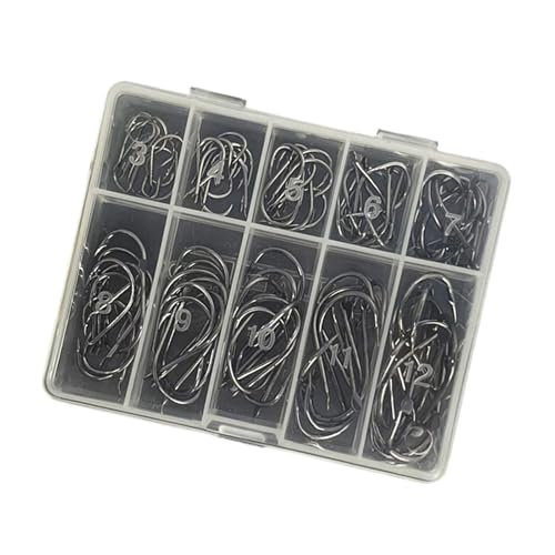 70/100個 カーボンスチール アイド フィッシュフック 交換用 バーブ付き フィッシングフック メタルサークルフック 海水 淡水釣り用