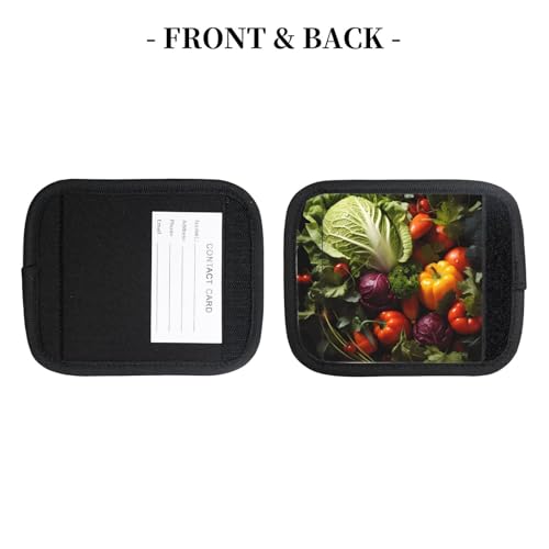 2 Pcs Luggage Handle Wraps, Lots of fresh vegetables Print Grip Handle Cover/Travel Bag Identifier for Suitcase Accessories4