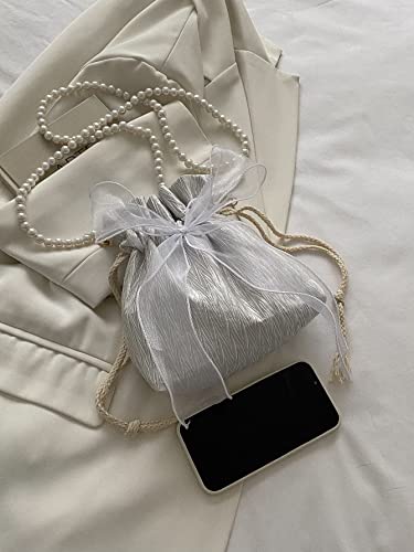 GORGLITTER Women's Bow Lace Tote Bags Floral Sheer Double Handle Mesh Shoulder Handbags4