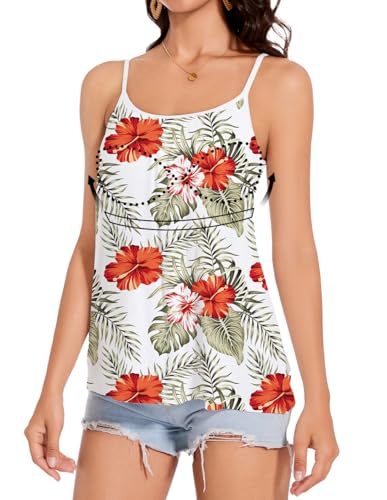 Image of Camisoles for Women with Built in Bra Adjustable Strap Tank Tops Cami Sleeveless Summer Tops for Workout Sleeping Traveling