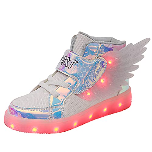 Aizeroth USB Carga alas de Angel LED Zapatos Ligero Transpirable High top7 Colores Luminosas Flash Deporte de Zapatillas con Luces Los Mejores Regalos para Niños Cumpleaños/Navidad Cover