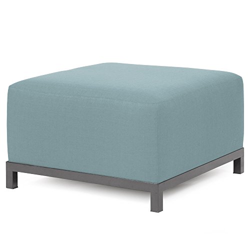 Image of Howard Elliott Collection Axis 4-Piece Modular Sectional Sofa with Cover, Convertible Cushioned Sofa with Wide Chaise for Indoor or Outdoor Living Room or Office, Titanium Frame, Sterling Breeze