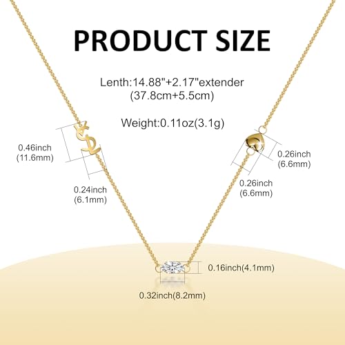 18K Gold Plated Necklace for Women Diamond Alphabet Heart Letter Exquisite Monogram Interwoven White Stone Personalized Initial Necklace, Luxury Fine Jewelry Gift2