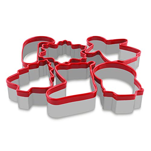 Fasaka Cookie Cutters Stainless Steel 6Pcs Christmas Cookie Cutter Set – Christmas Tree, Snowflake, Christmas Crutch, Snowman, Angel, Christmas Socks #TOP3