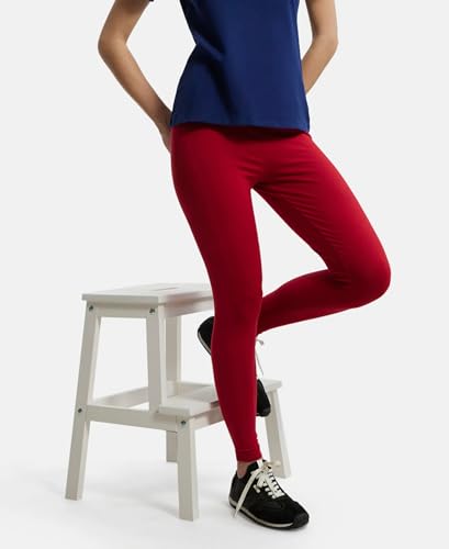 Image of Jockey AW87 Women Super Combed Cotton Elastane Stretch Leggings with Ultrasoft Waistband