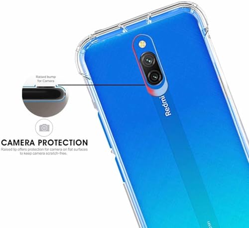 Image of BOXXO Flexible Back Cover for Mi Redmi 8A Dual | Back Cover Transparent Clear Shockproof Case Four Corner Protection | Slim Protective Mobile Phone Cover for Mi Redmi 8A Dual