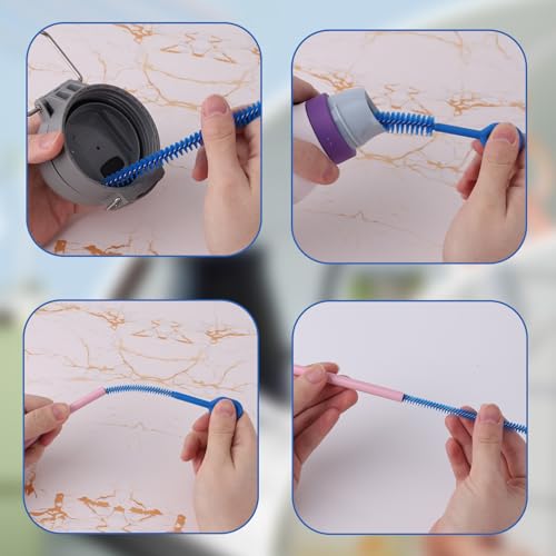 Image of 6pcs Straw Cleaner Brush Set, 12.6 Inch Cleaning Brush Extra Long Reusable Water Bottle Pipe Cleaner Bendable Cleaning Tool for Metal Silicone Plastic Glass Straws Tubes (Blue)