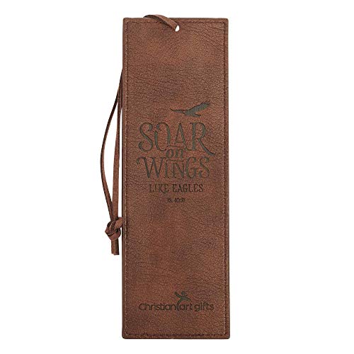 Christian Art Gifts Faux Leather Bookmark Soar On Wings Isaiah 40:31 Bible Verse, Brown #TOP1