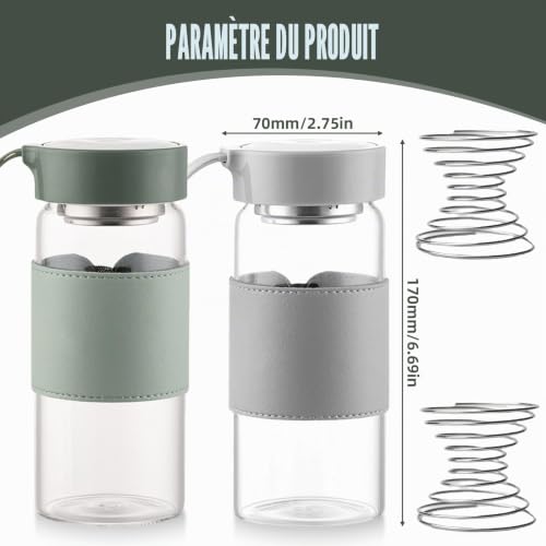 VEGOATY Lot de 2 shakers protéinés en verre de qualité supérieure - 500 ml - Bouteille en verre sans BPA - Shaker durable en verre - Sans goût et étanche - Pour protéines et sportget – vue 2