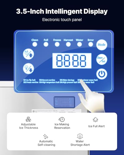 Image of VEVOR Commercial Ice Maker, 450 Lbs /Day Ice-Making Machine, 180 Lbs Large Storage Bin with 20 Lbs /Min Automatic Ice-Dispensing, Self-Cleaning Ice Machine with Touchscreen for Bar, Cafe, Restaurant