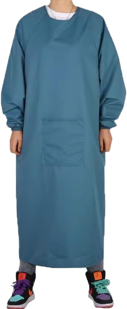 Adults Long Sleeve Cooking Kitchen Apron Waterproof Artist Drawing Apron