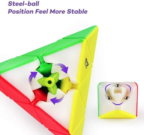 Image of HAWKISTER Kid Qiyi Pyramid Stickerless Magic Cube Mofangge Qiming Pyramid Stickerless Speed Cube