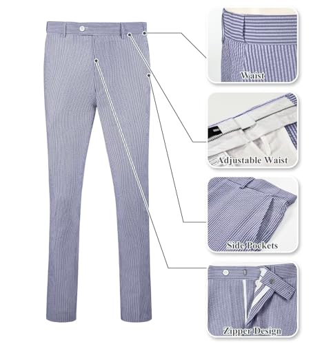 Men 2 Piece Seersucker Suit Slim Fit Blazer Pants Set Summer Beach Wedding Suits for Mens Prom Striped Tux Jacket Pant3