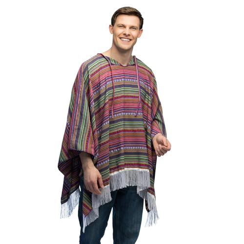 Boland - Poncho mexicano de tamanho único, peça superior para adultos, fantasia mexicana para festivais, carnaval ou festas temáticas