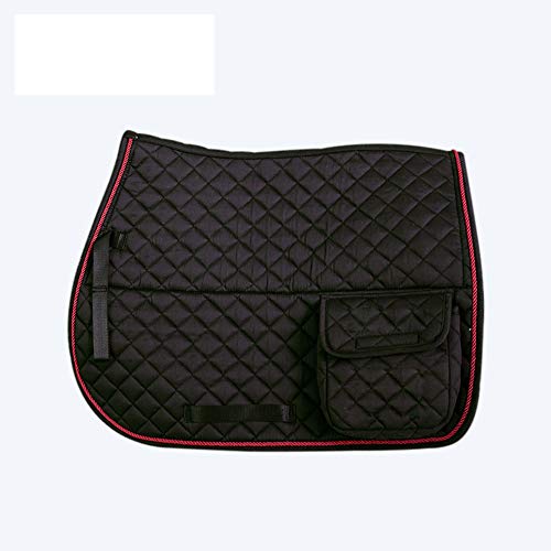 MMUY-1 Sattelunterlage, Diamond Quilted Cotton und Mit Tasche, für Dressur, Springen, Reiten, Training,Schwarz