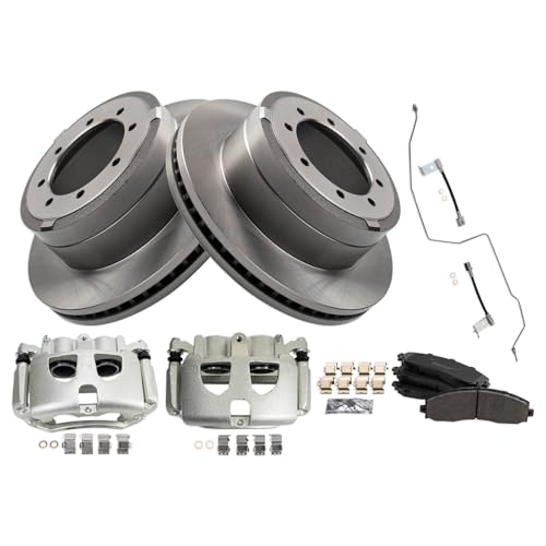Image of TRQ Brake Pad & Rotor Kit Semi-Metallic Compatible with 2017-2019 Ford F-350 Super Duty